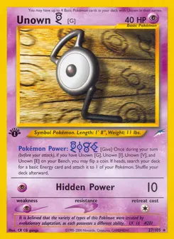 Unown [G] #27, 1st Edition