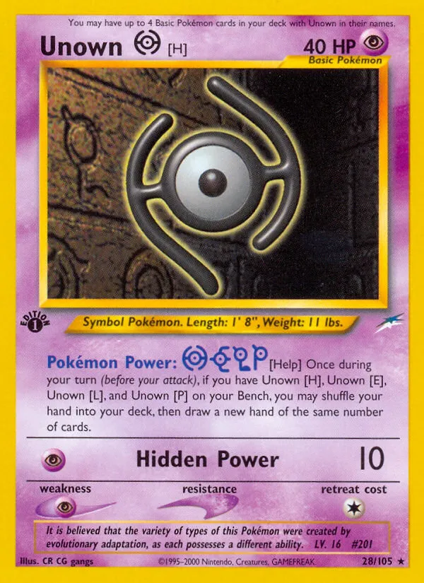 Unown [H] #28, Neo Destiny 1st Edition
