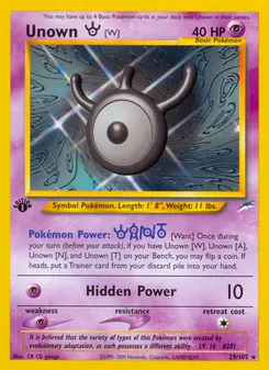 Unown [W] #29, 1st Edition