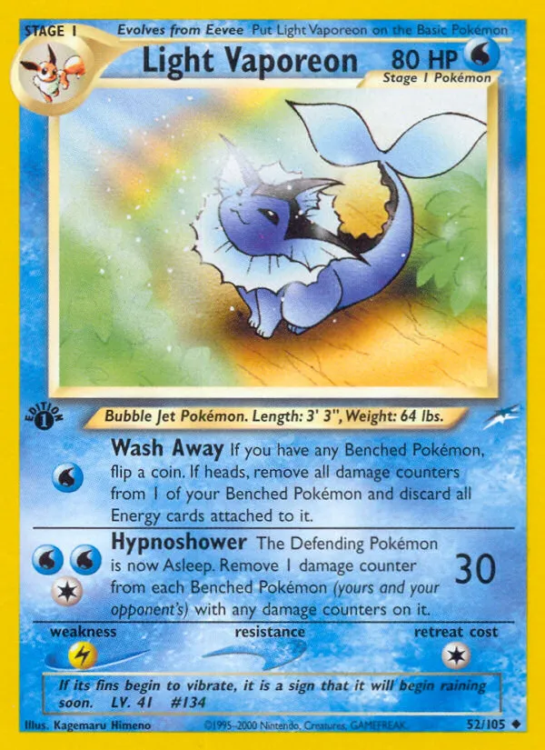Light Vaporeon #52, Neo Destiny