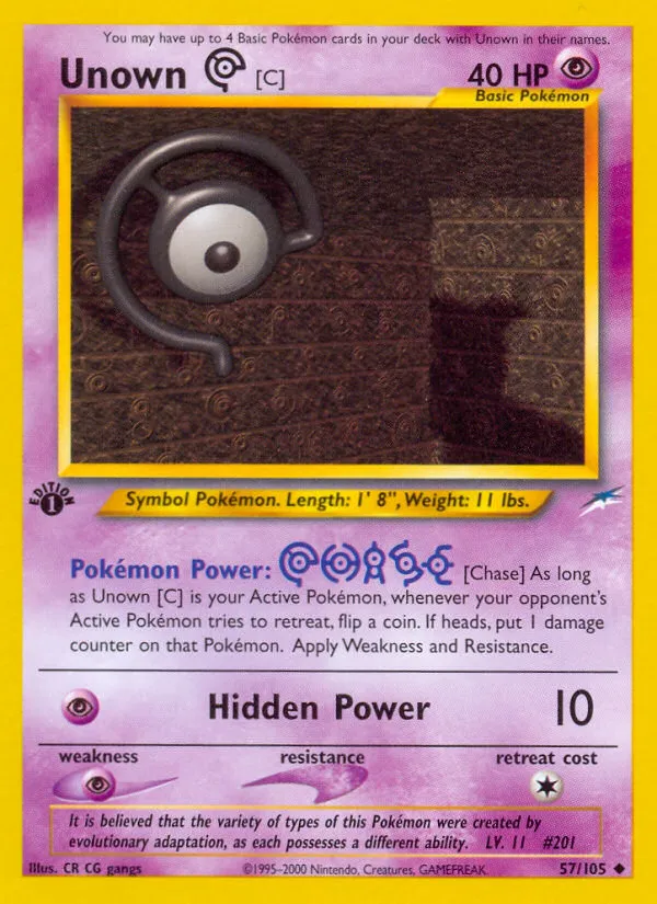 Unown [C] #57, Neo Destiny 1st Edition
