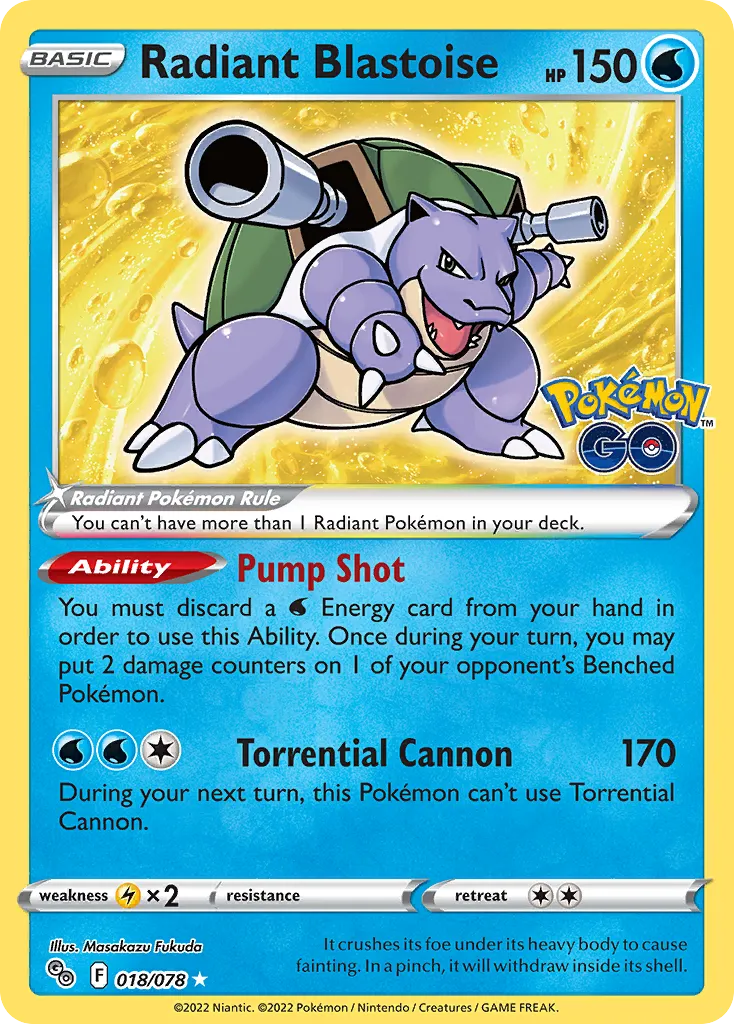 Radiant Blastoise #18, Pokémon GO