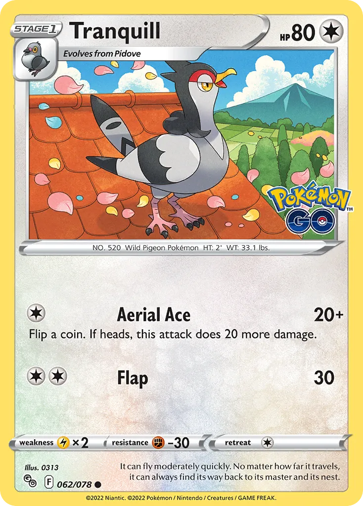 Tranquill #62, Pokémon GO