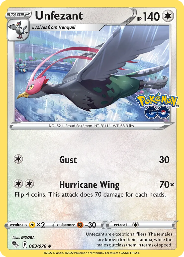 Unfezant #63, Pokémon GO Reverse Foil