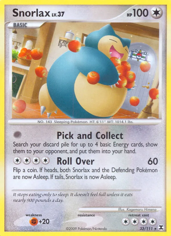 Snorlax #33, Rising Rivals Crosshatch-2009 Pokemon League