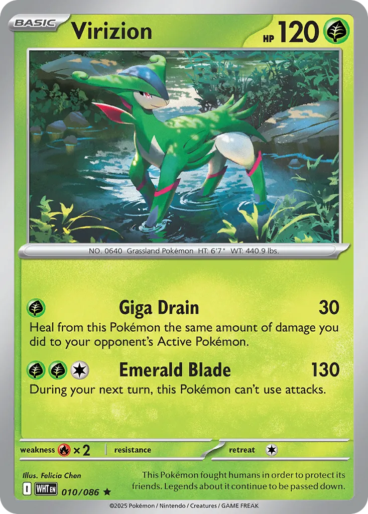 Virizion #10, White Flare Reverse Holo