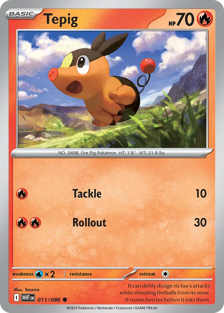 Tepig #11, White Flare Master Reverse Holo