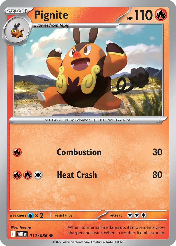 Pignite #12, White Flare Poke Reverse Holo