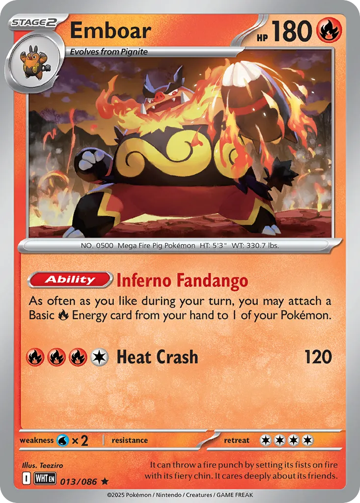 Emboar #13, White Flare Master Reverse Holo