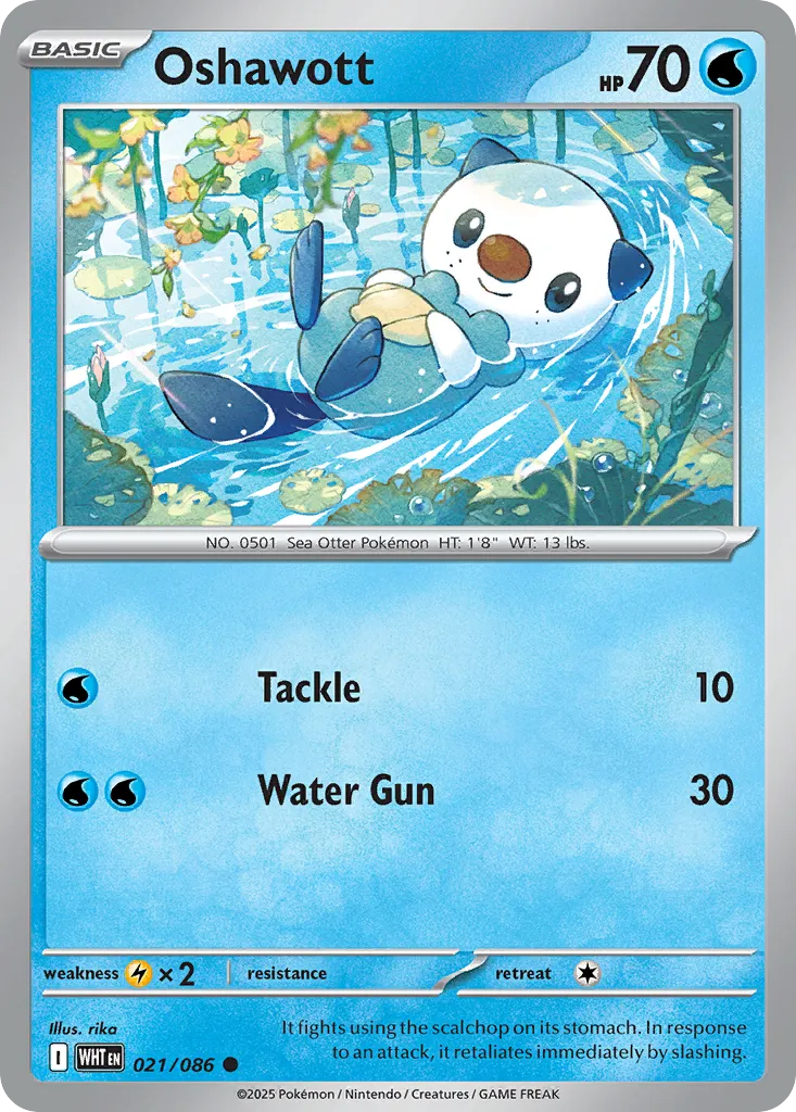 Oshawott #21, White Flare Reverse Holo