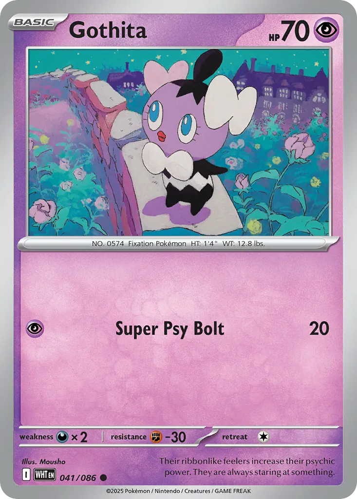 Gothita #41, White Flare Poke Reverse Holo