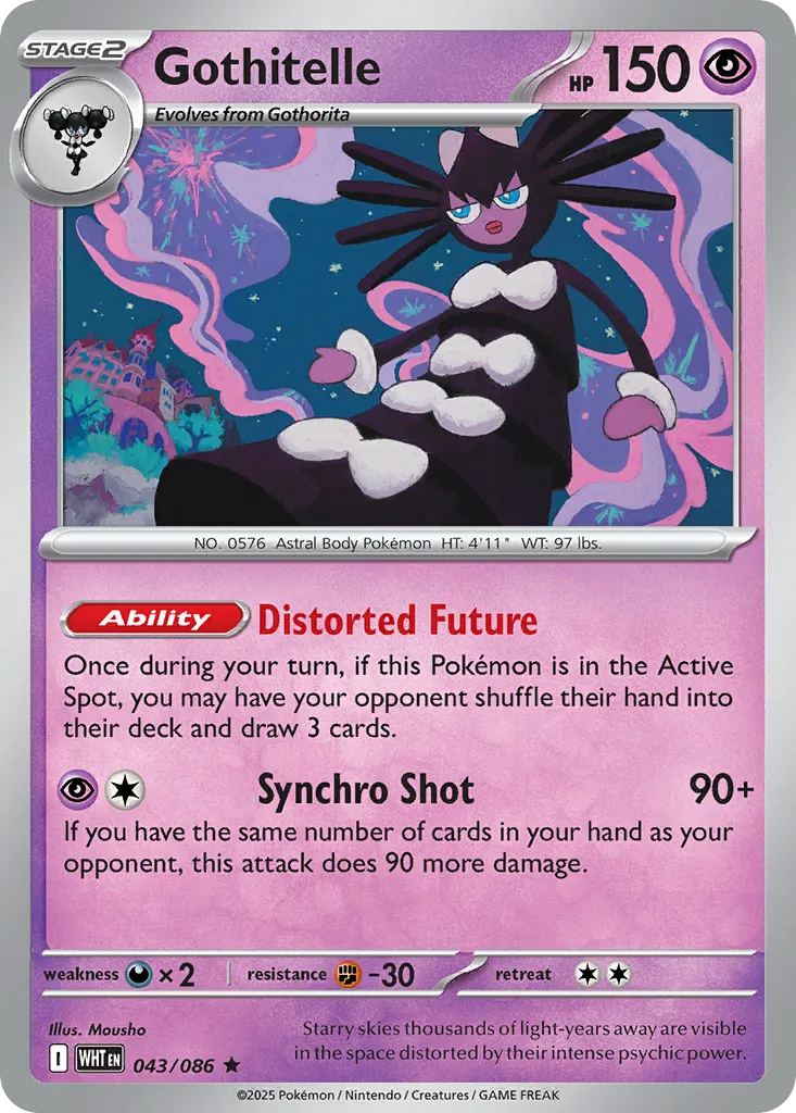 Gothitelle #43, White Flare Reverse Holo