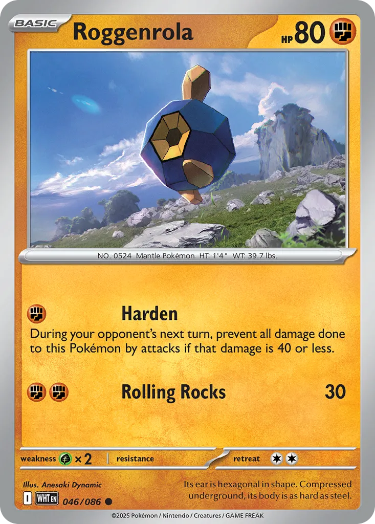 Roggenrola #46, White Flare Master Reverse Holo