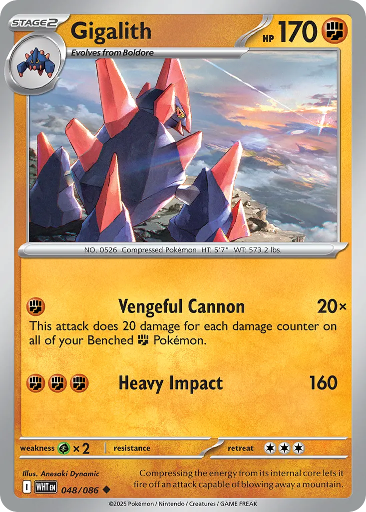 Gigalith #48, White Flare Poke Ball Reverse Holo
