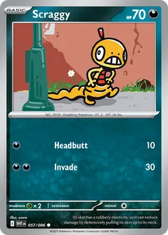 Scraggy #57, Master Ball Reverse Holo
