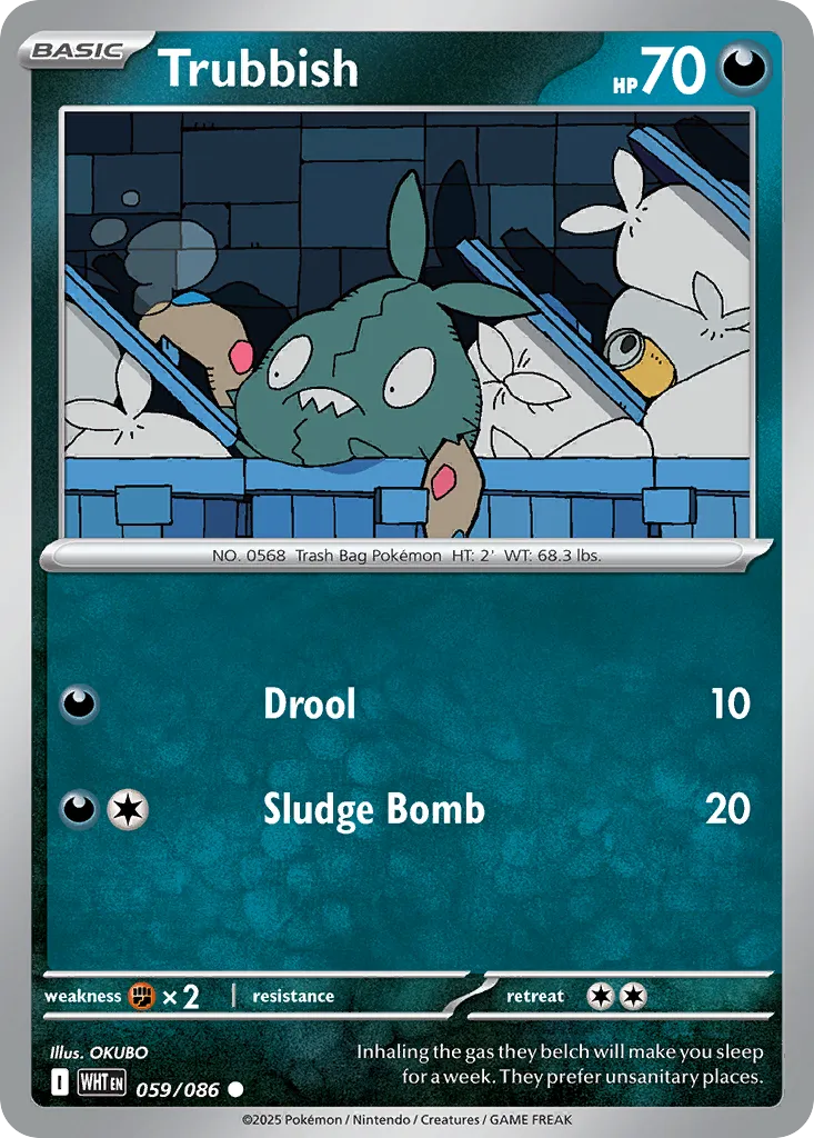 Trubbish #59, White Flare Poke Reverse Holo