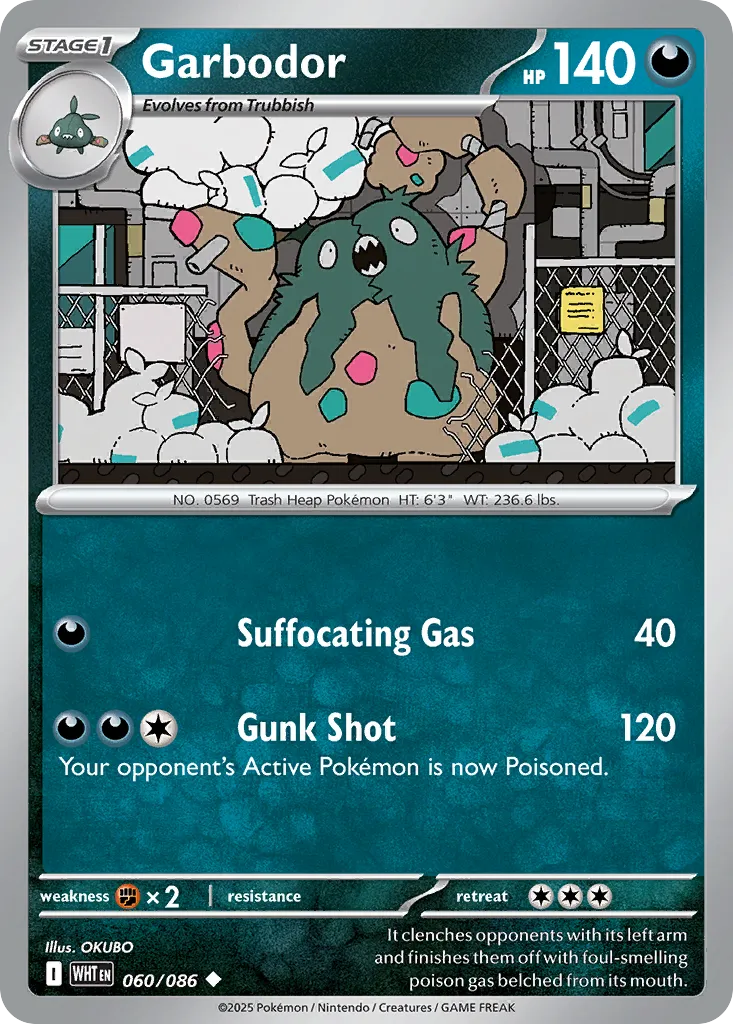Garbodor #60, White Flare Poke Ball Reverse Holo