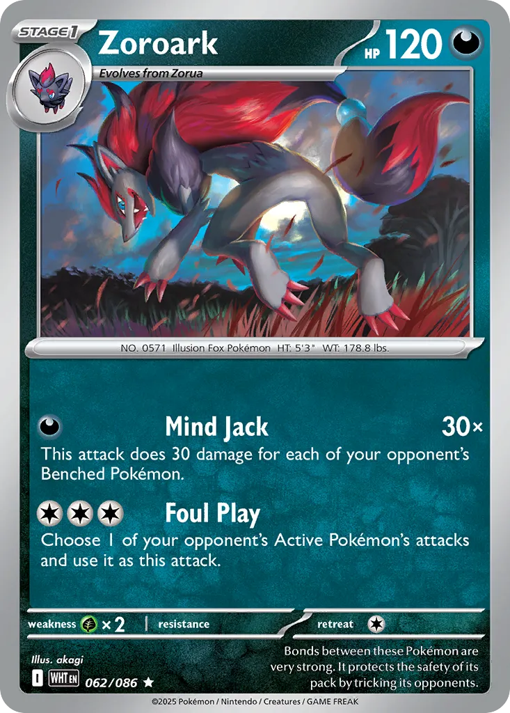 Zoroark #62, White Flare Poke Ball Reverse Holo