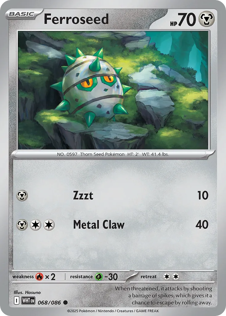 Ferroseed #68, White Flare Master Reverse Holo