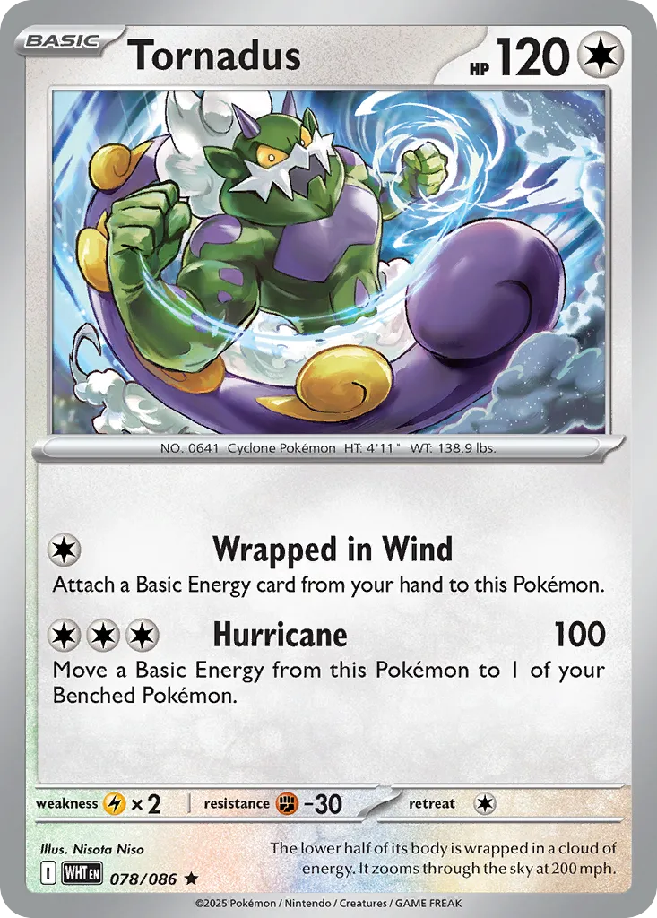 Tornadus #78, White Flare Poke Reverse Holo