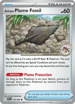 Antique Plume Fossil #79, Poke Ball Reverse Holo
