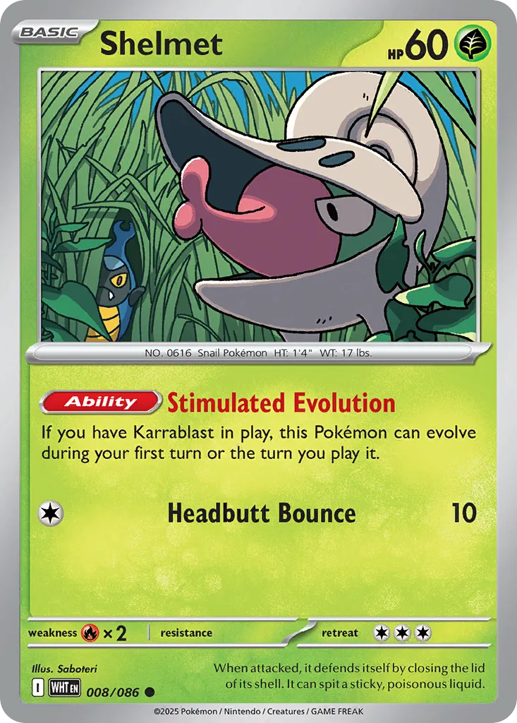 Shelmet #8, White Flare Poke Ball Reverse Holo
