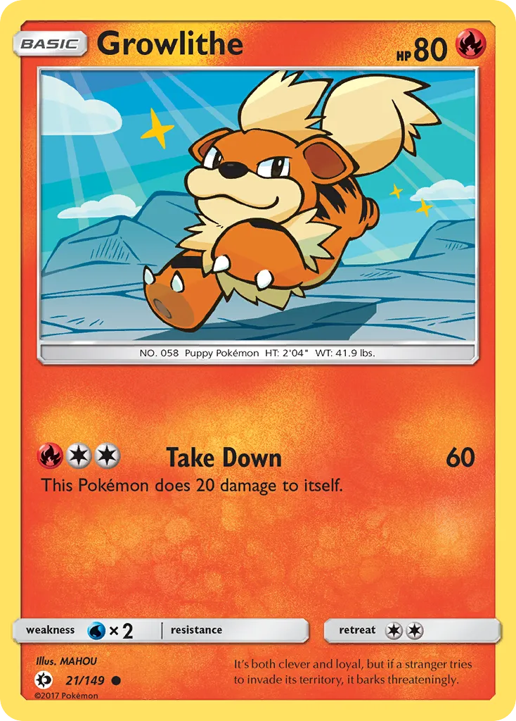 Growlithe #21, Sun & Moon Reverse Foil