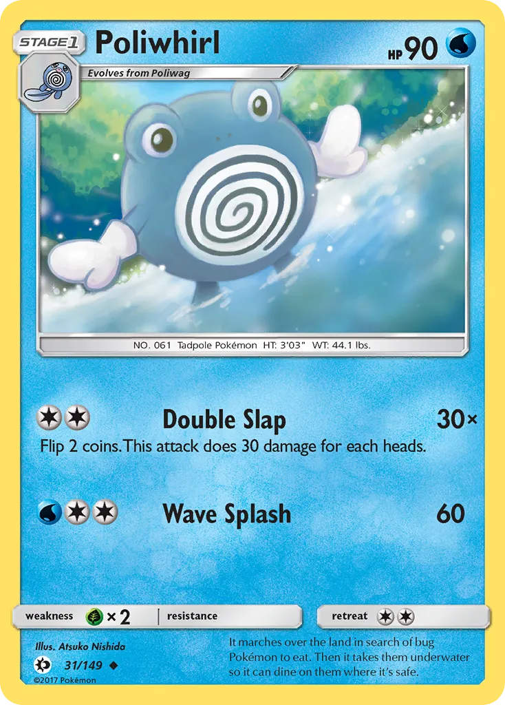 Poliwhirl #31, Sun & Moon Reverse Foil