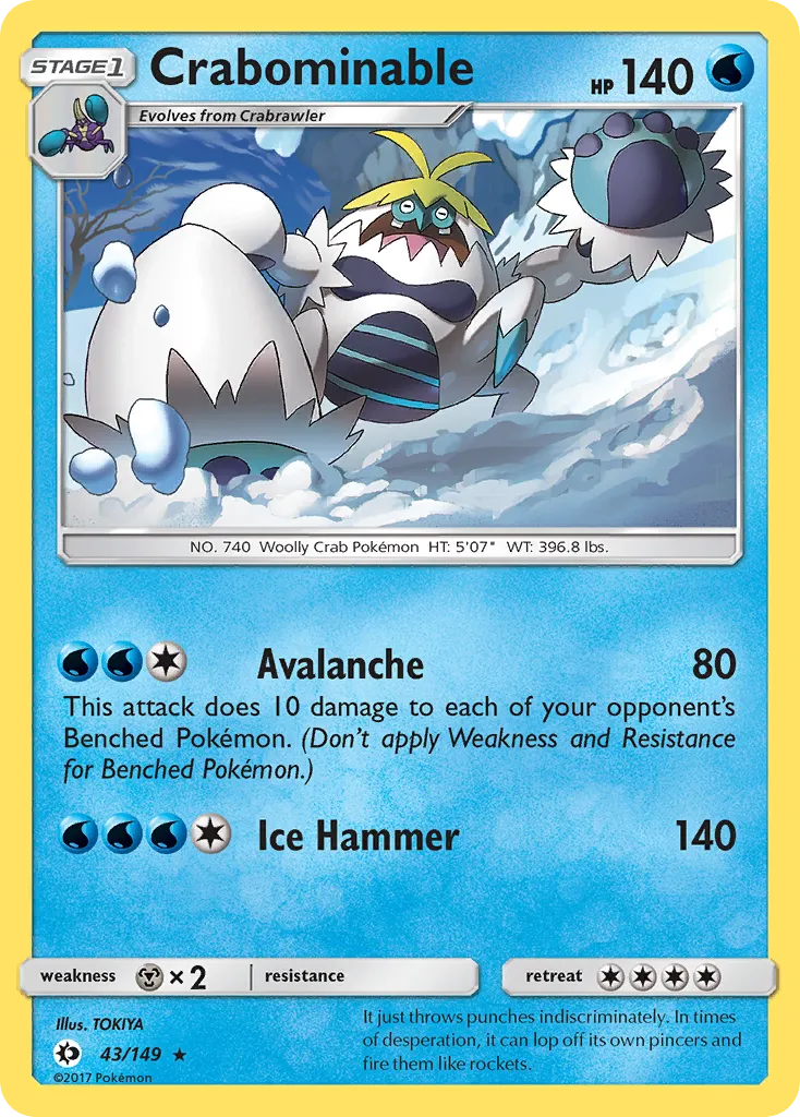 Crabominable #43, Sun & Moon Reverse Foil