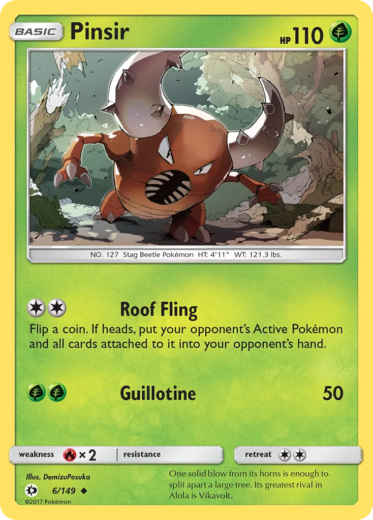 Pinsir #6, Sun & Moon Reverse Foil