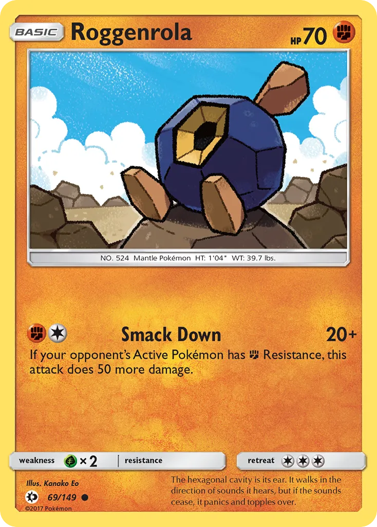 Roggenrola #69, Sun & Moon Reverse Foil