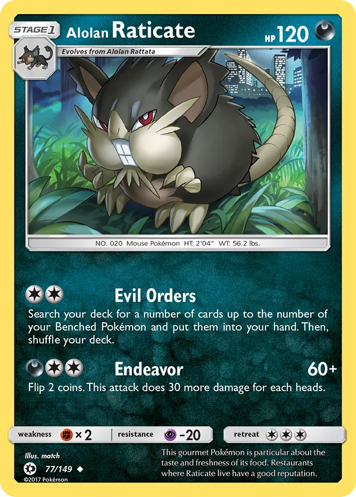 Alolan Raticate #77, Sun & Moon Reverse Foil