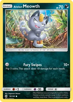 Alolan Meowth #78, Reverse Foil