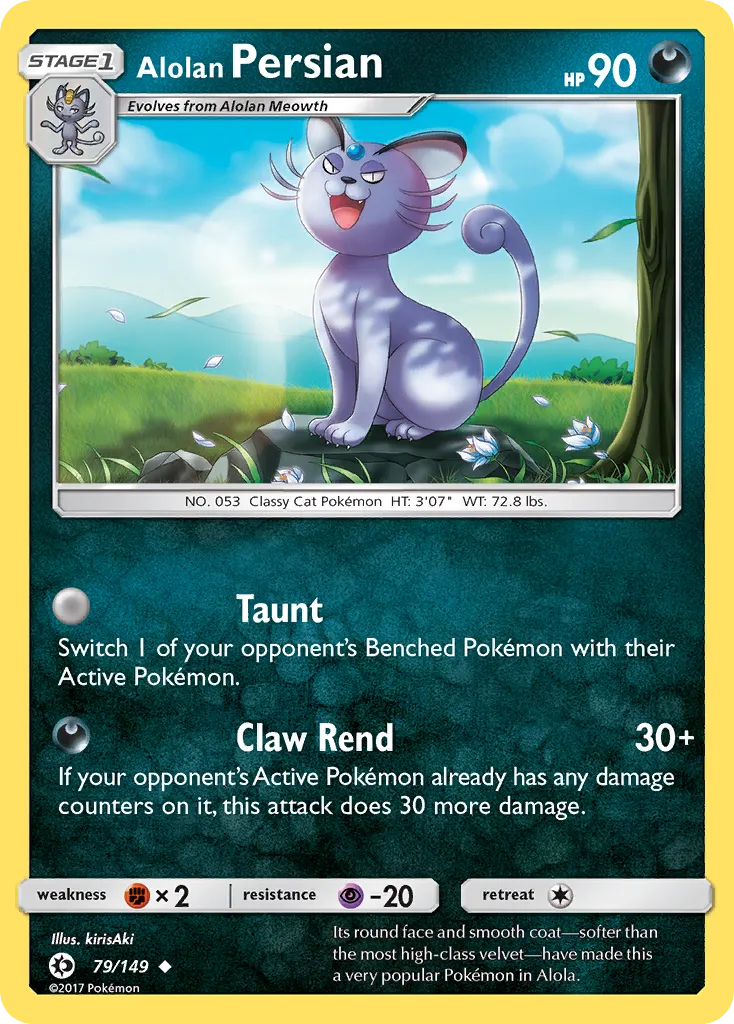 Alolan Persian #79, Sun & Moon Reverse Foil