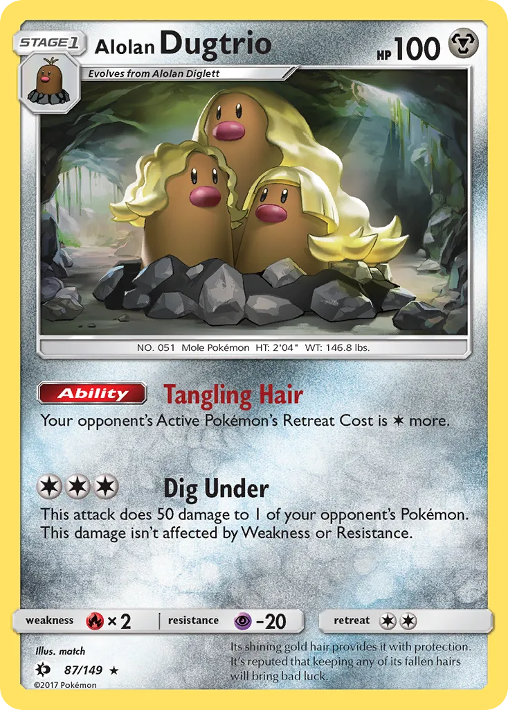Alolan Dugtrio #87, Sun & Moon Reverse Foil