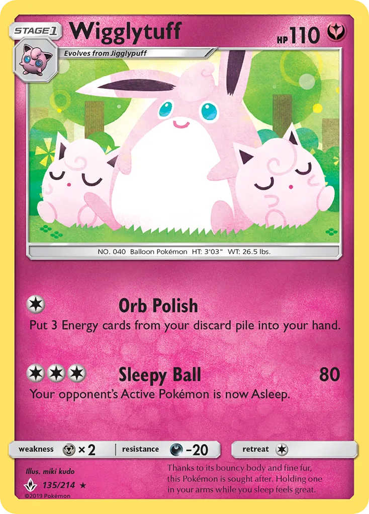 Wigglytuff #135, Unbroken Bonds Reverse Foil