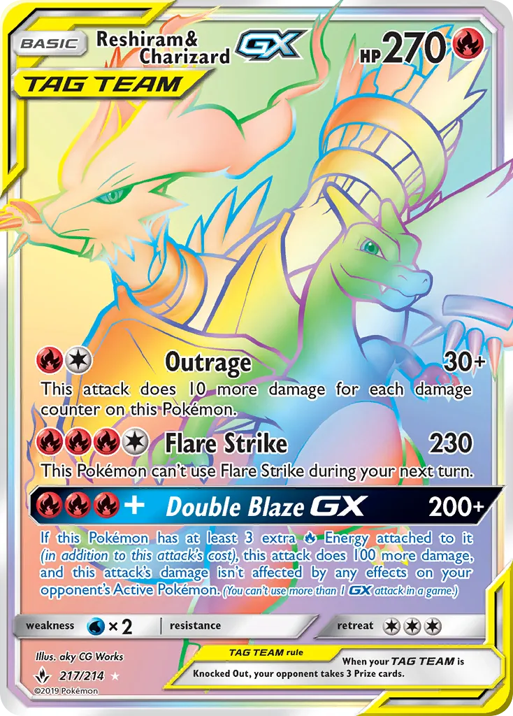 Reshiram & Charizard-GX #217, Unbroken Bonds Secret