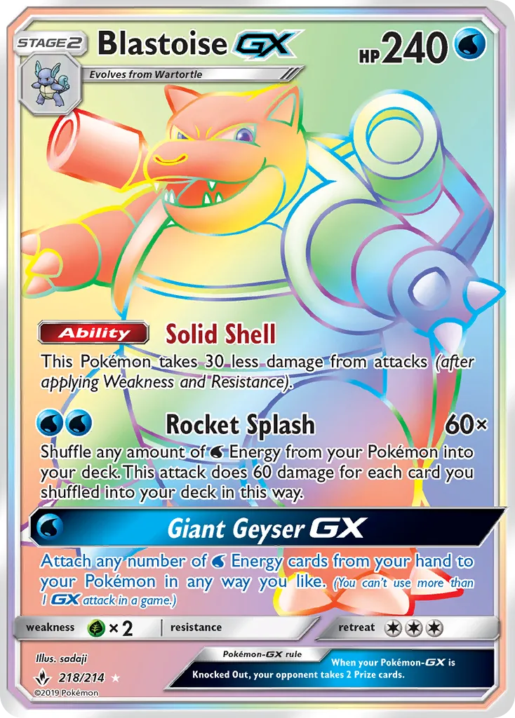 Blastoise-GX #218, Unbroken Bonds Secret