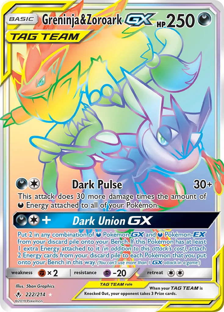 Greninja & Zoroark-GX #222, Unbroken Bonds Secret