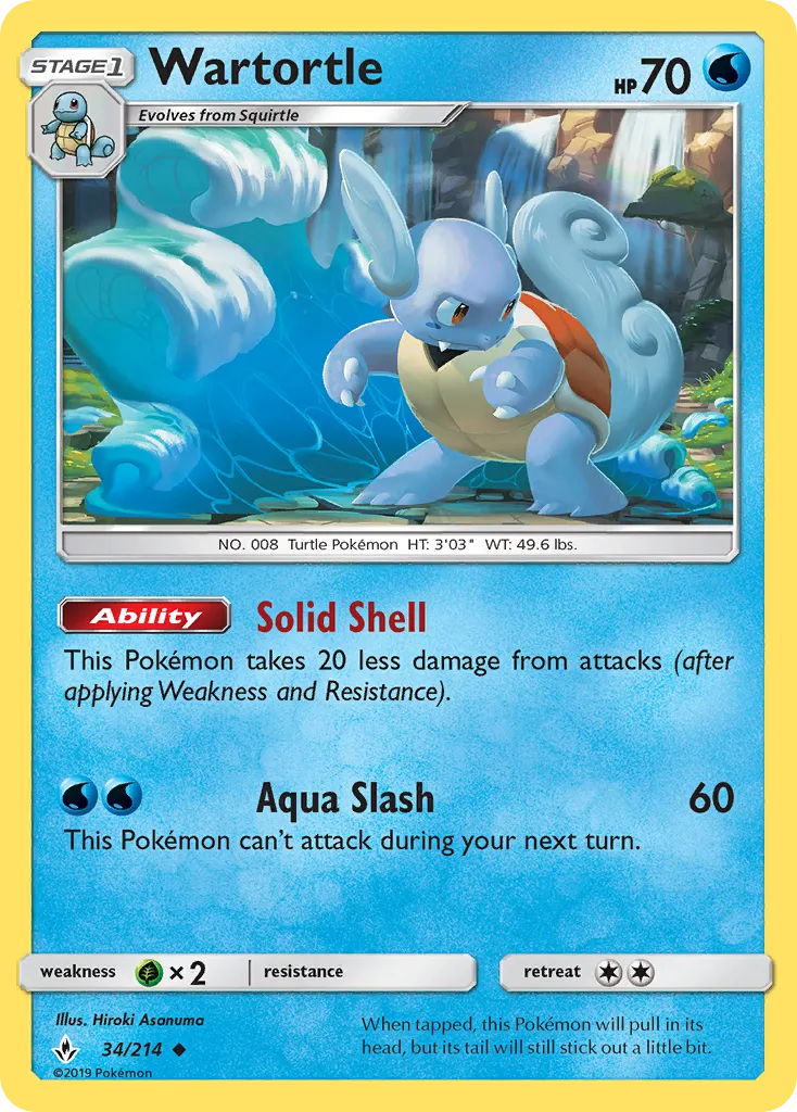 Wartortle #34, Unbroken Bonds Cosmos Blastoise-GX Premium Collection