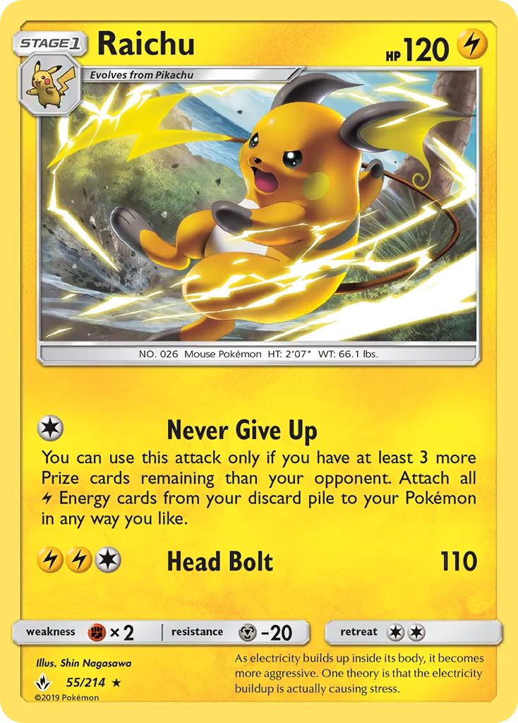 Raichu #55, Unbroken Bonds Reverse Foil