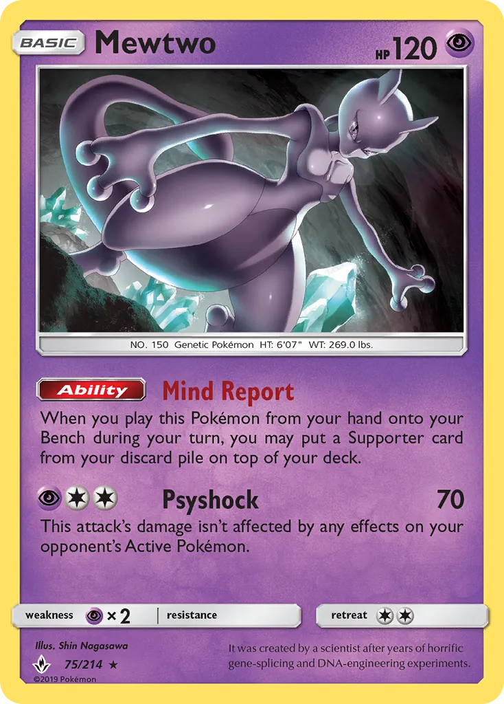 Mewtwo #75, Unbroken Bonds Reverse Foil