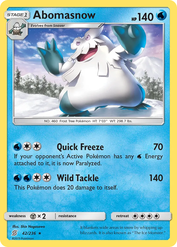 Abomasnow #42, Unified Minds Reverse Foil