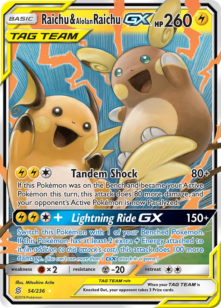Raichu & Alolan Raichu-GX #54, Unified Minds