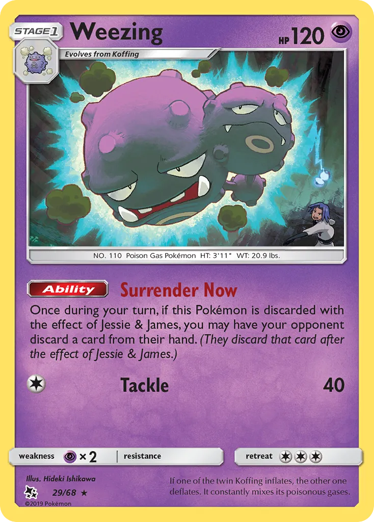 Weezing #29, Hidden Fates Reverse Foil