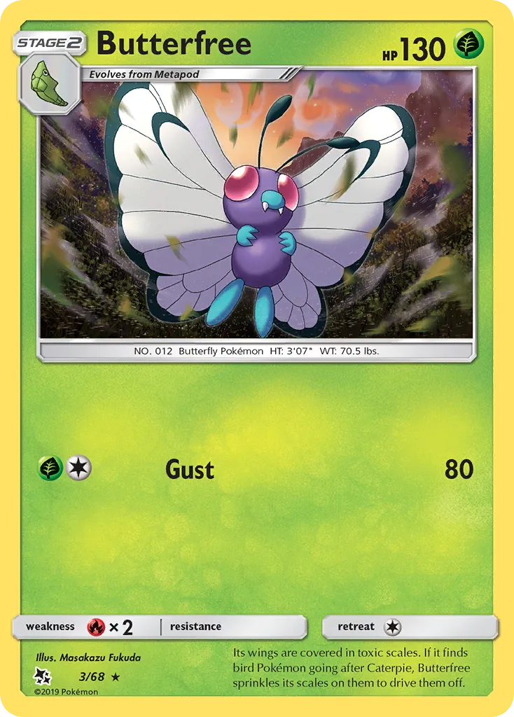 Butterfree #3, Hidden Fates Reverse Foil