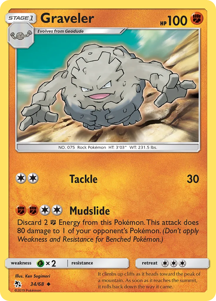 Graveler #34, Hidden Fates Reverse Foil