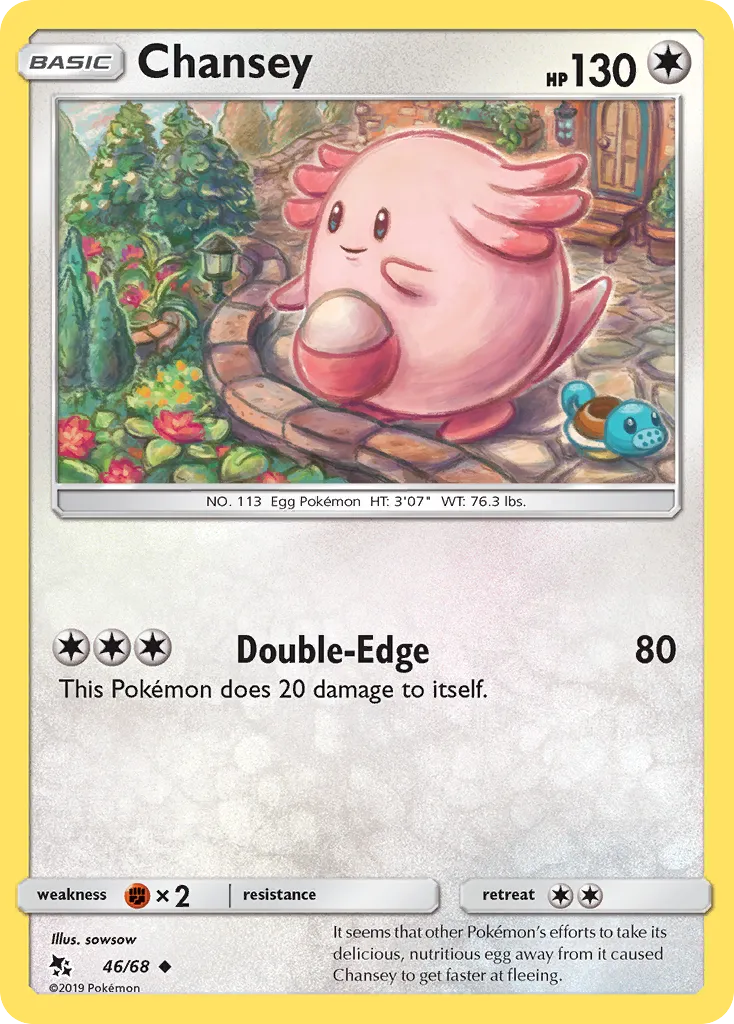 Chansey #46, Hidden Fates Reverse Foil