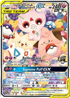 Togepi & Cleffa & Igglybuff-GX #143a, 2020 Yellow A Alternate Art Small But Mighty Premium Collection