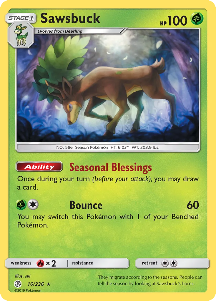 Sawsbuck #16, Cosmic Eclipse Reverse Foil